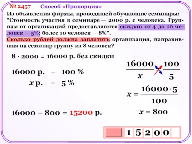 № 2457 Из объявления фирмы, проводящей обучающие семинары: "Стоимость участия в