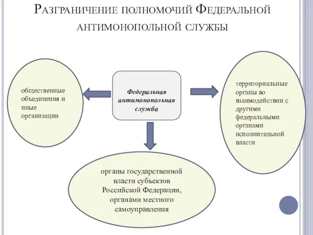 Разграничение полномочий Федеральной антимонопольной службы Федеральная антимонопольная служба общественные объединения и