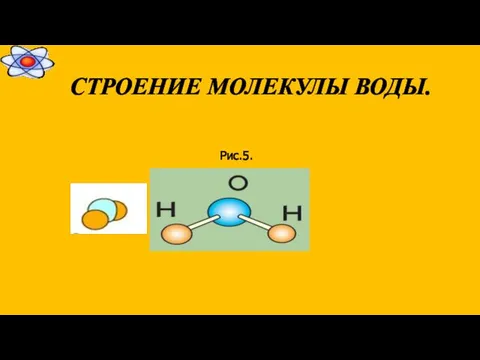 СТРОЕНИЕ МОЛЕКУЛЫ ВОДЫ. Рис.5.