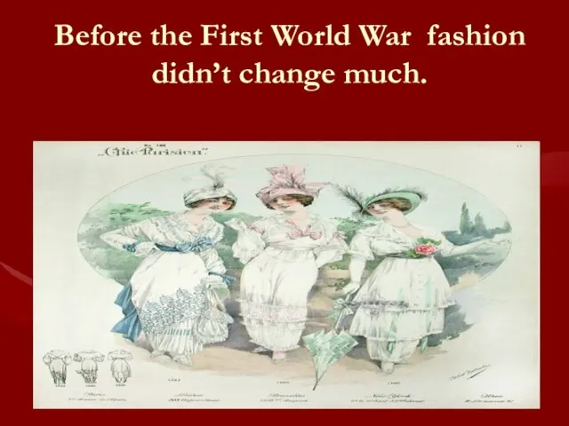 Before the First World War fashion didn’t change much.
