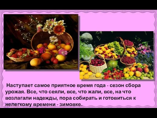 Наступает самое приятное время года - сезон сбора урожая. Все, что