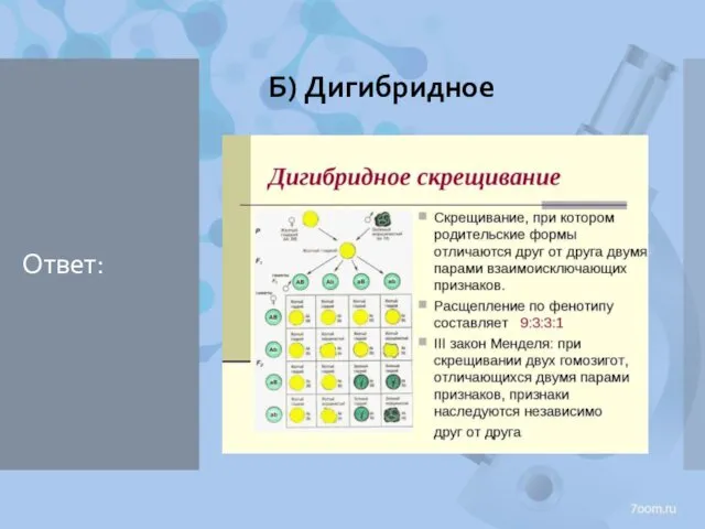 Ответ: Б) Дигибридное