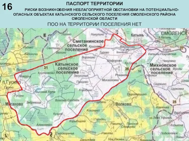 ПАСПОРТ ТЕРРИТОРИИ РИСКИ ВОЗНИКНОВЕНИЯ НЕБЛАГОПРИЯТНОЙ ОБСТАНОВКИ НА ПОТЕНЦИАЛЬНО-ОПАСНЫХ ОБЪЕКТАХ КАТЫНСКОГО СЕЛЬСКОГО