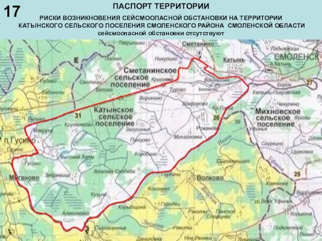 ПАСПОРТ ТЕРРИТОРИИ РИСКИ ВОЗНИКНОВЕНИЯ СЕЙСМООПАСНОЙ ОБСТАНОВКИ НА ТЕРРИТОРИИ КАТЫНСКОГО СЕЛЬСКОГО ПОСЕЛЕНИЯ