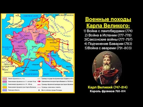 Военные походы Карла Великого: 1) Война с лангобардами (774) 2) Война