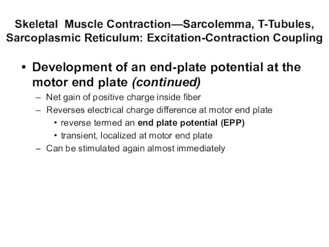 Skeletal Muscle Contraction—Sarcolemma, T-Tubules, Sarcoplasmic Reticulum: Excitation-Contraction Coupling Development of an