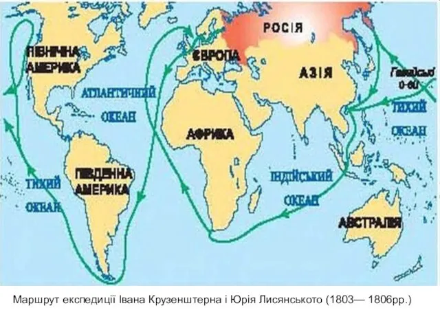 Маршрут експедиції Івана Крузенштерна і Юрія Лисянськото (1803— 1806рр.)