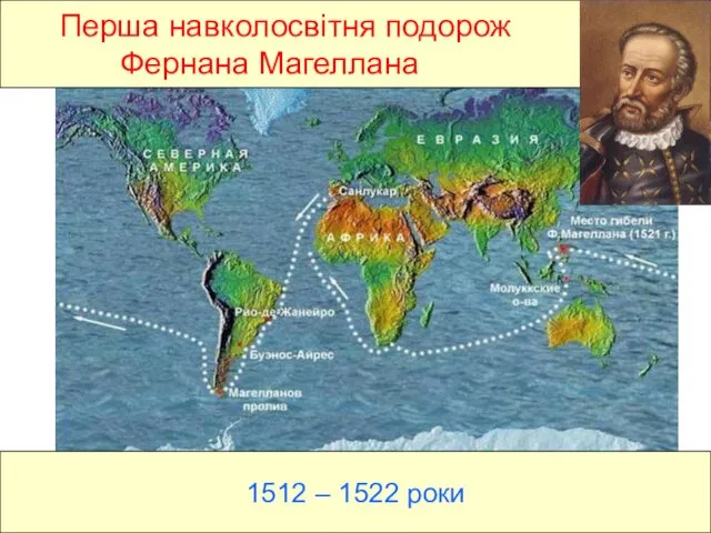 Перша навколосвітня подорож Фернана Магеллана 1512 – 1522 роки