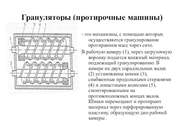 Грануляторы (протирочные машины) - это механизмы, с помощью которых осуществляется гранулирование