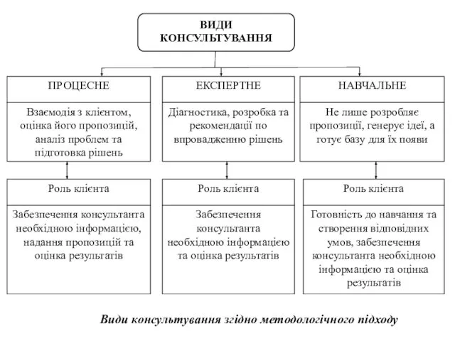 Види консультування згідно методологічного підходу