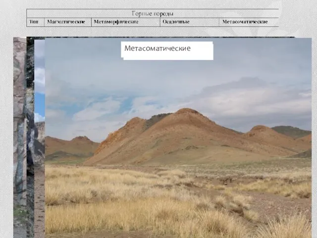 Магматические Метаморфические Осадочные Метасоматические