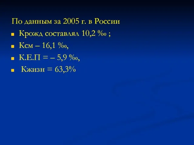 По данным за 2005 г. в России Крожд составлял 10,2 ‰