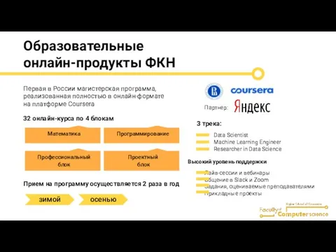 Образовательные онлайн-продукты ФКН Первая в России магистерская программа, реализованная полностью в