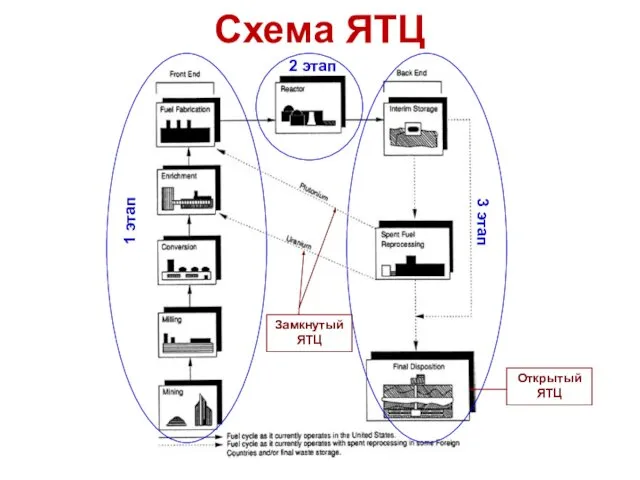 Схема ЯТЦ 1 этап 2 этап 3 этап Замкнутый ЯТЦ Открытый ЯТЦ