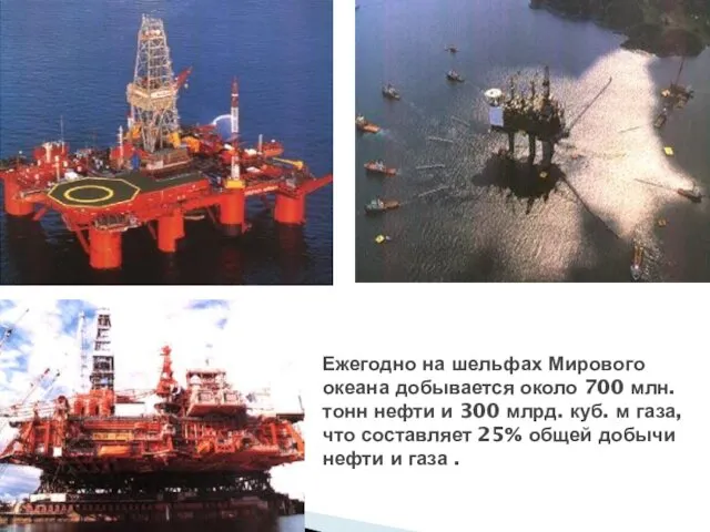 Ежегодно на шельфах Мирового океана добывается около 700 млн. тонн нефти