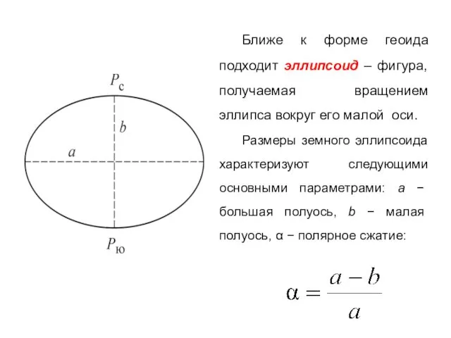 Ближе к форме геоида подходит эллипсоид – фигура, получаемая вращением эллипса