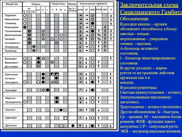 Заключительная схема Сицилианского Гамбита Обозначения: В разделе каналы – кружки обозначают