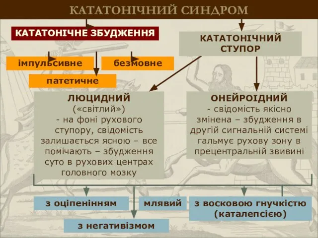 КАТАТОНІЧНИЙ СИНДРОМ КАТАТОНІЧНЕ ЗБУДЖЕННЯ ЛЮЦИДНИЙ («світлий») - на фоні рухового ступору,