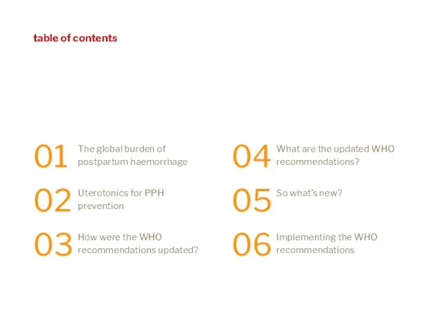 The global burden of postpartum haemorrhage 01 table of contents Uterotonics