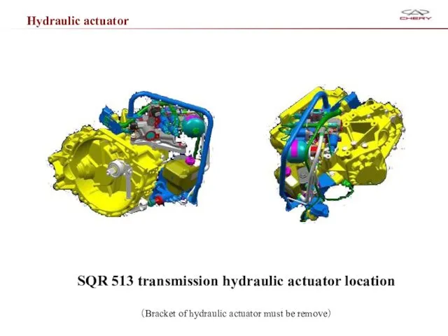 Hydraulic actuator SQR 513 transmission hydraulic actuator location （Bracket of hydraulic actuator must be remove）
