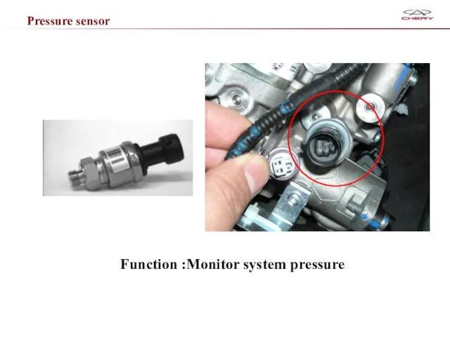Pressure sensor Function :Monitor system pressure