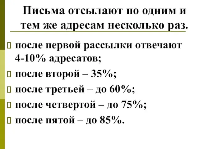 Письма отсылают по одним и тем же адресам несколько раз. после