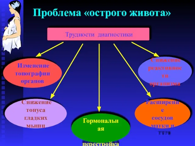 Проблема «острого живота» Трудности диагностики Изменение топографии органов Снижение реактивности организма