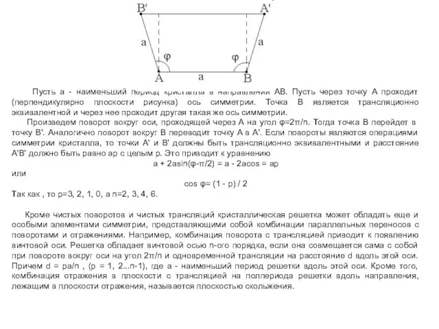 Пусть a - наименьший период кристалла в направлении AB. Пусть через