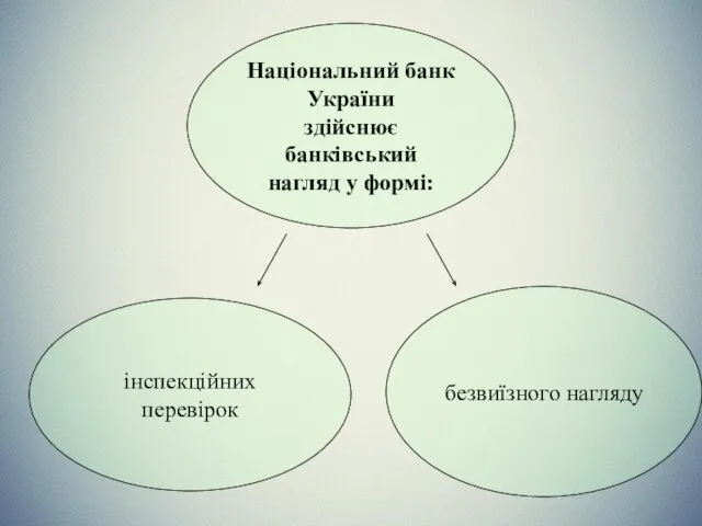 Національний банк України здійснює банківський нагляд у формі: інспекційних перевірок безвиїзного нагляду