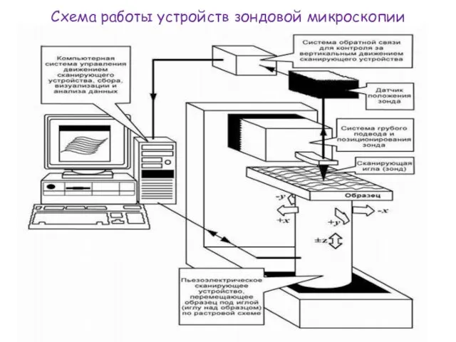 Схема работы устройств зондовой микроскопии