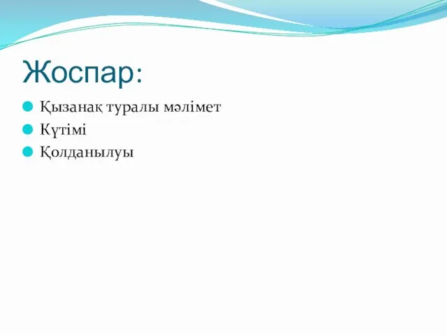 Жоспар: Қызанақ туралы мәлімет Күтімі Қолданылуы