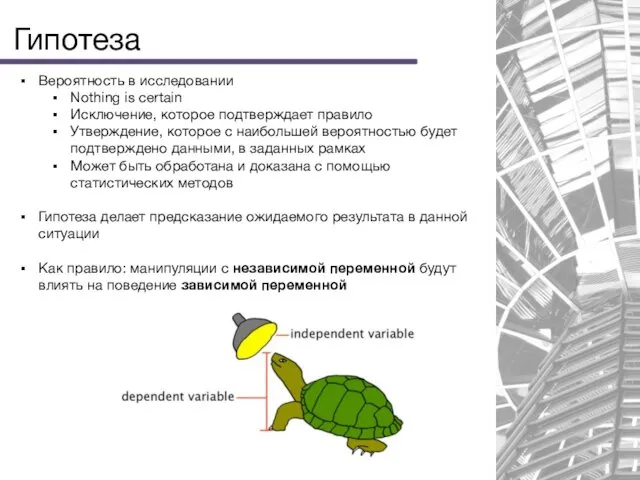 Гипотеза Вероятность в исследовании Nothing is certain Исключение, которое подтверждает правило