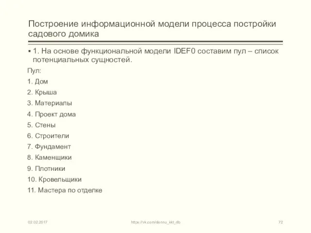 Построение информационной модели процесса постройки садового домика 1. На основе функциональной