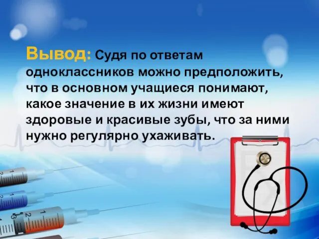 Вывод: Судя по ответам одноклассников можно предположить, что в основном учащиеся