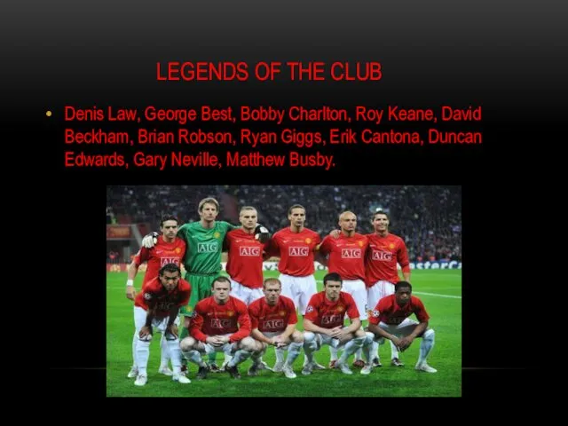 LEGENDS OF THE CLUB Denis Law, George Best, Bobby Charlton, Roy