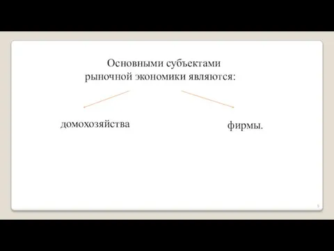 Основными субъектами рыночной экономики являются: домохозяйства фирмы.