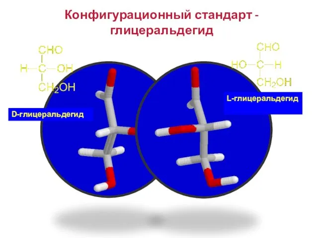 Конфигурационный стандарт - глицеральдегид D-глицеральдегид L-глицеральдегид