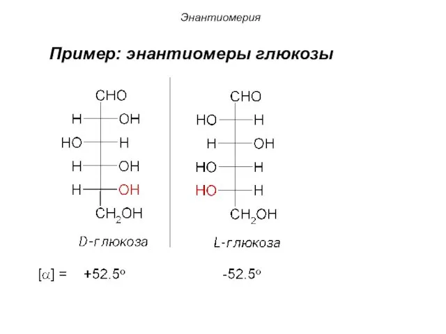 Пример: энантиомеры глюкозы Энантиомерия