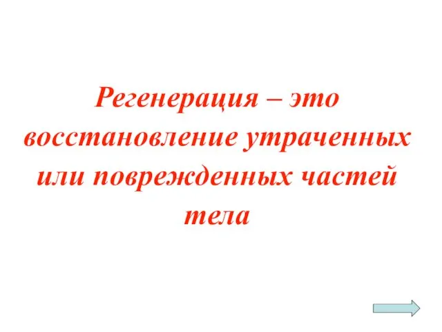 Регенерация – это восстановление утраченных или поврежденных частей тела