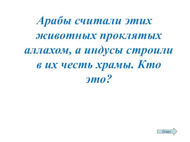 Арабы считали этих животных проклятых аллахом, а индусы строили в их честь храмы. Кто это?