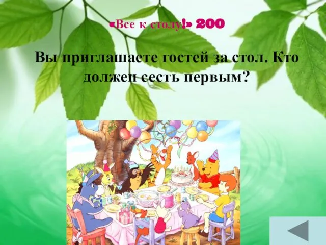 «Все к столу!» 200 Вы приглашаете гостей за стол. Кто должен сесть первым?