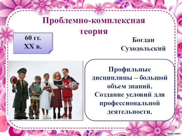 Проблемно-комплексная теория Богдан Суходольский 60 гг. ХХ в. Профильные дисциплины –