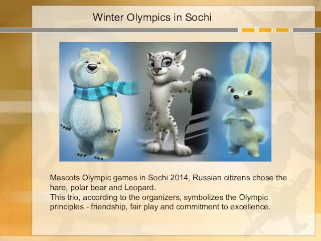 Mascots Olympic games in Sochi 2014, Russian citizens chose the hare,