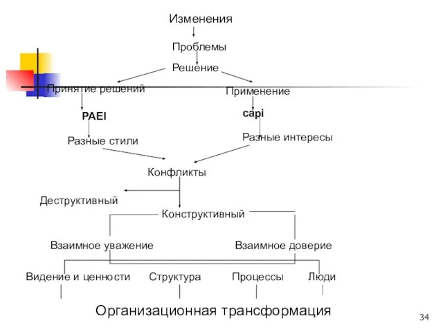 Изменения Проблемы Решение Принятие решений Применение PAEI capi Разные стили Разные