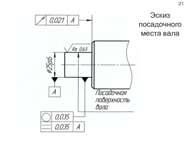 Эскиз посадочного места вала 21