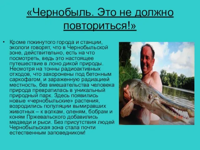 «Чернобыль. Это не должно повториться!» Кроме покинутого города и станции, экологи