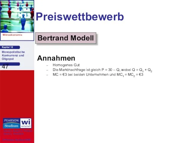 Preiswettbewerb Annahmen Homogenes Gut Die Marktnachfrage ist gleich P = 30