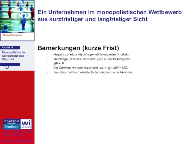 Bemerkungen (kurze Frist) Negativ geneigte Nachfrage—differenziertes Produkt. Nachfrage ist relativ elastisch--gute