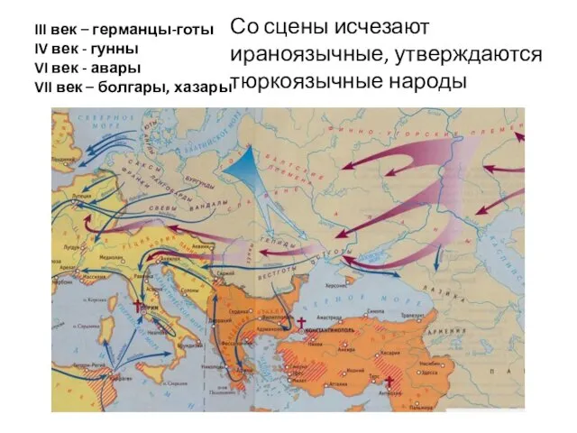 III век – германцы-готы IV век - гунны VI век -