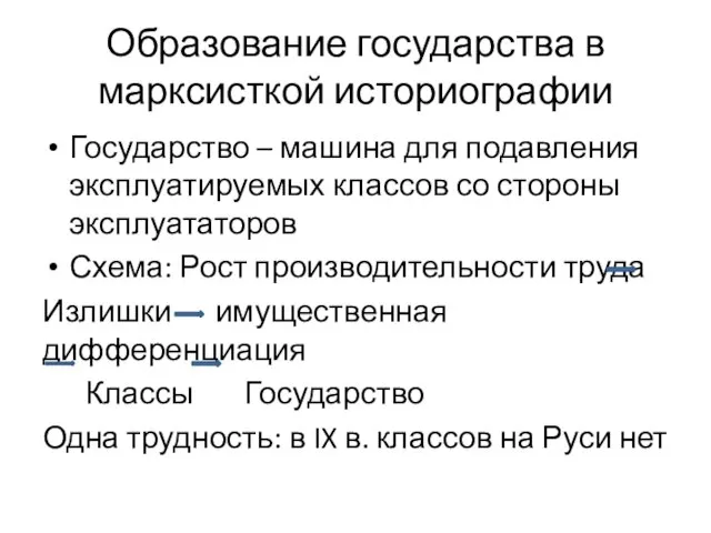 Образование государства в марксисткой историографии Государство – машина для подавления эксплуатируемых